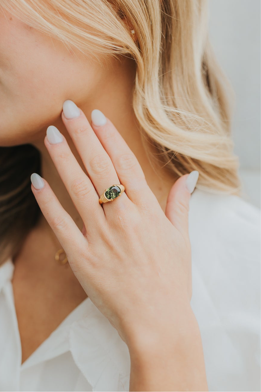 The Maddie Ring in Emerald Green