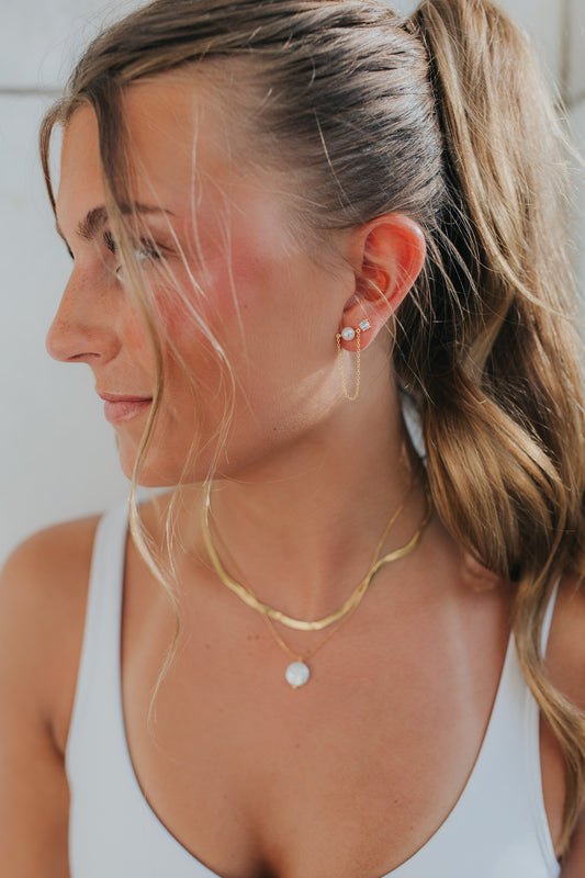 The June Pearl Studs in Gold