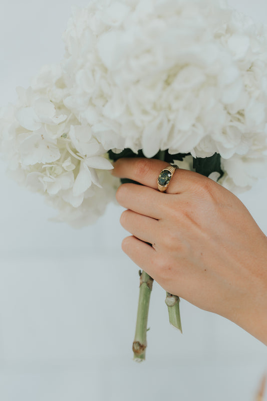 The Maddie Ring in Emerald Green