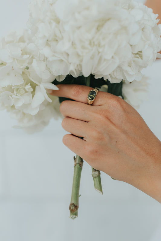The Maddie Ring in Emerald Green