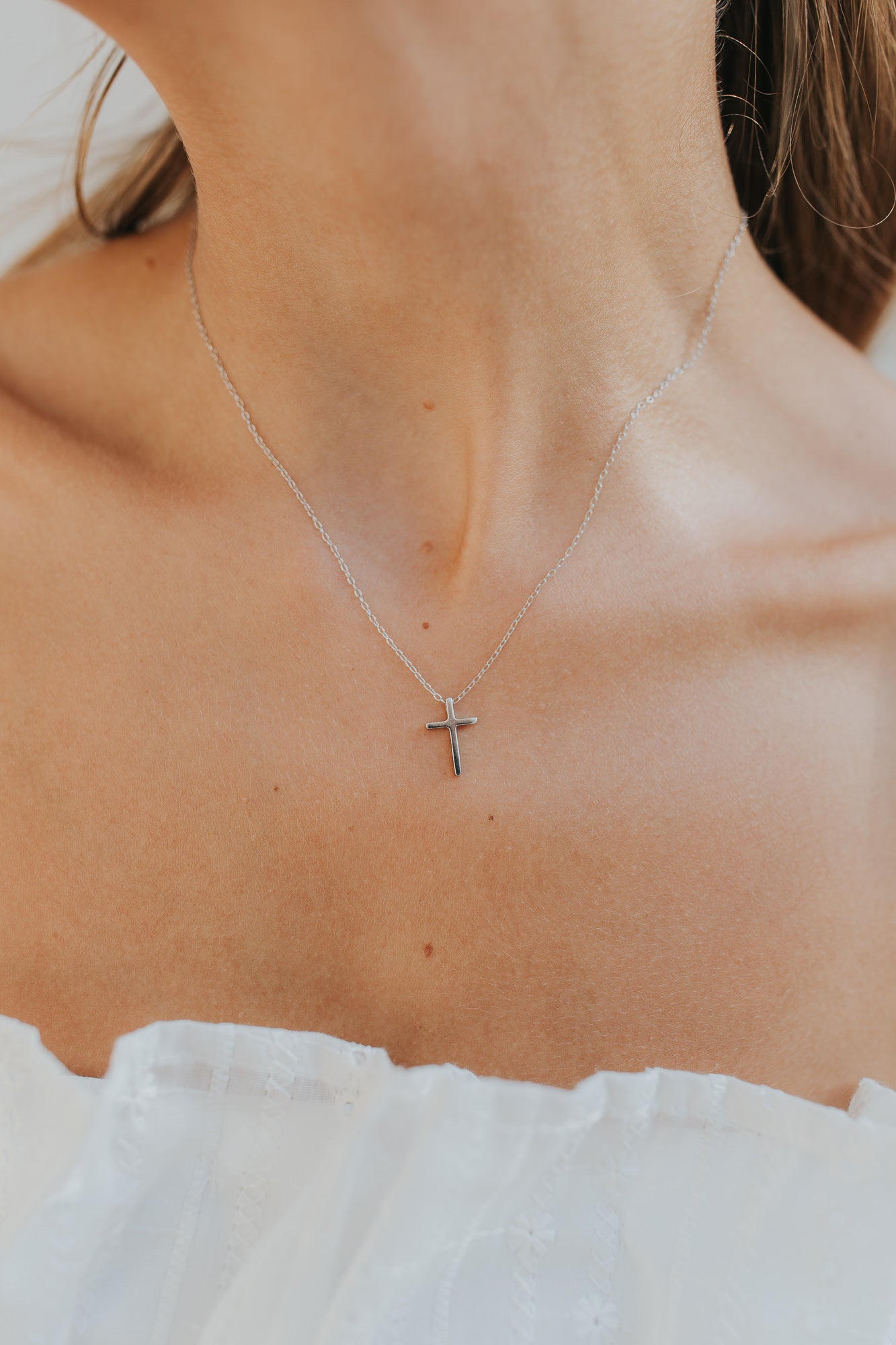The Marie Cross Necklace in Silver