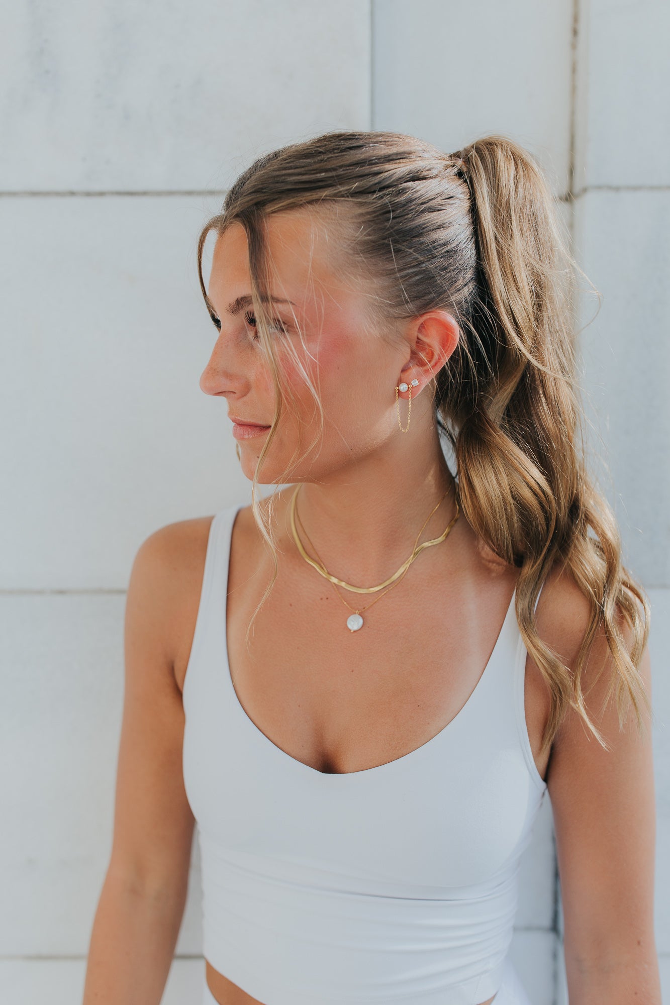 The June Pearl Studs in Gold
