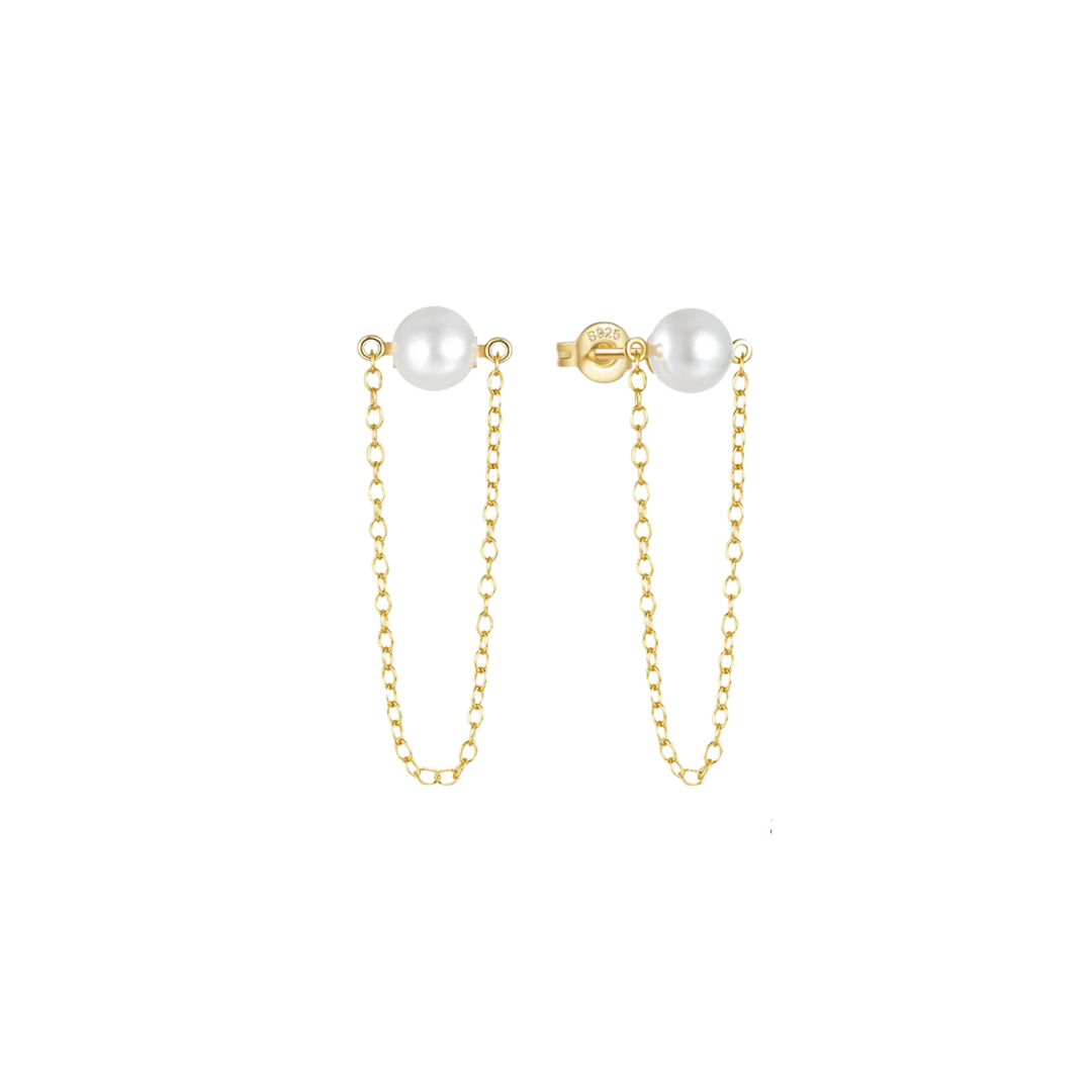 The June Pearl Studs in Gold