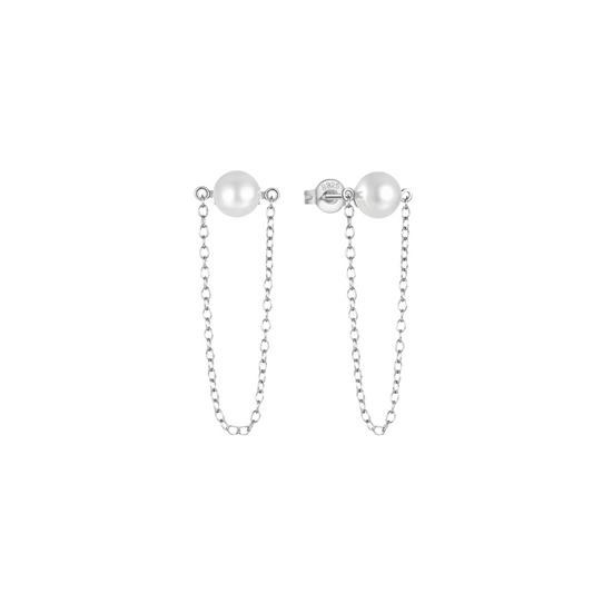 The June Pearl Studs in Silver