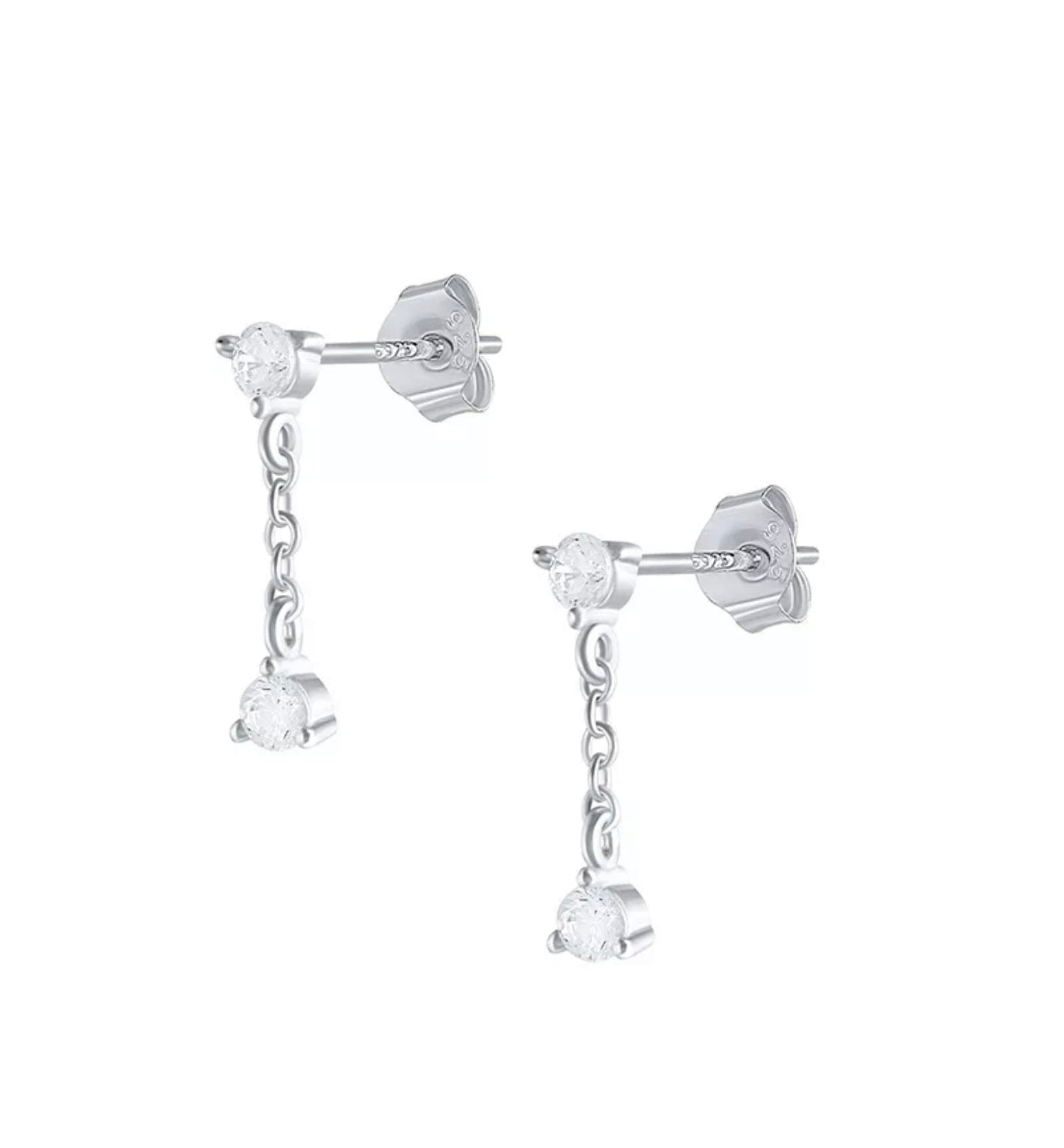 The Mallory Silver Dainty Drop Studs